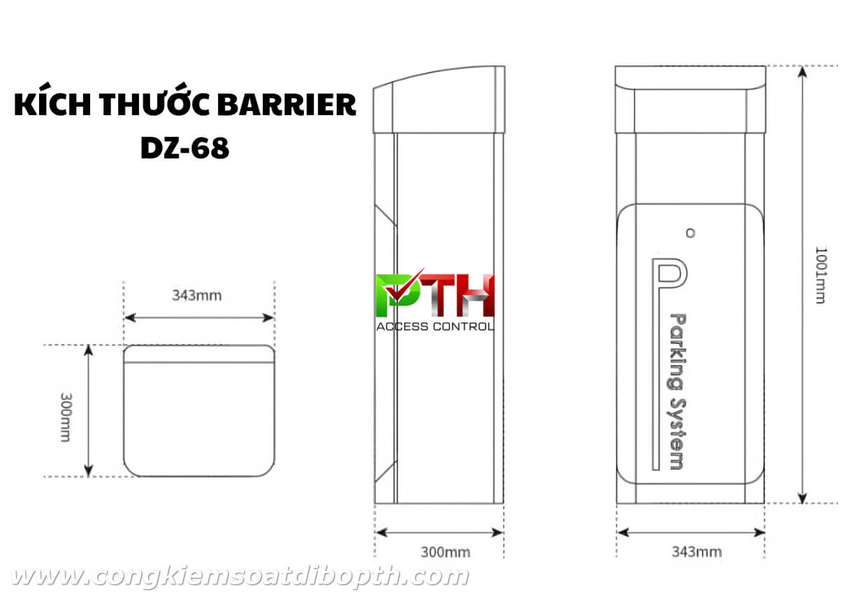 Kích thước barie tự động Wonsun DZ-68 