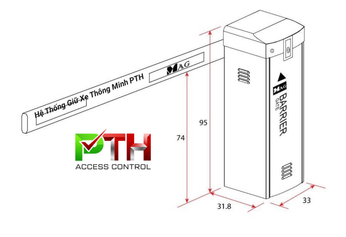 Kích Thước Barrier Tự Động MAG BR618T