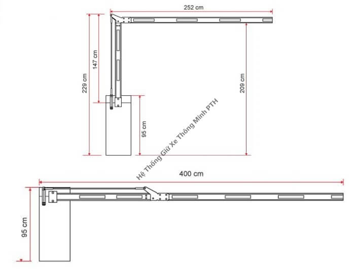 Kích thước Barrier Tay Gập Magnet MAG BR618T_90