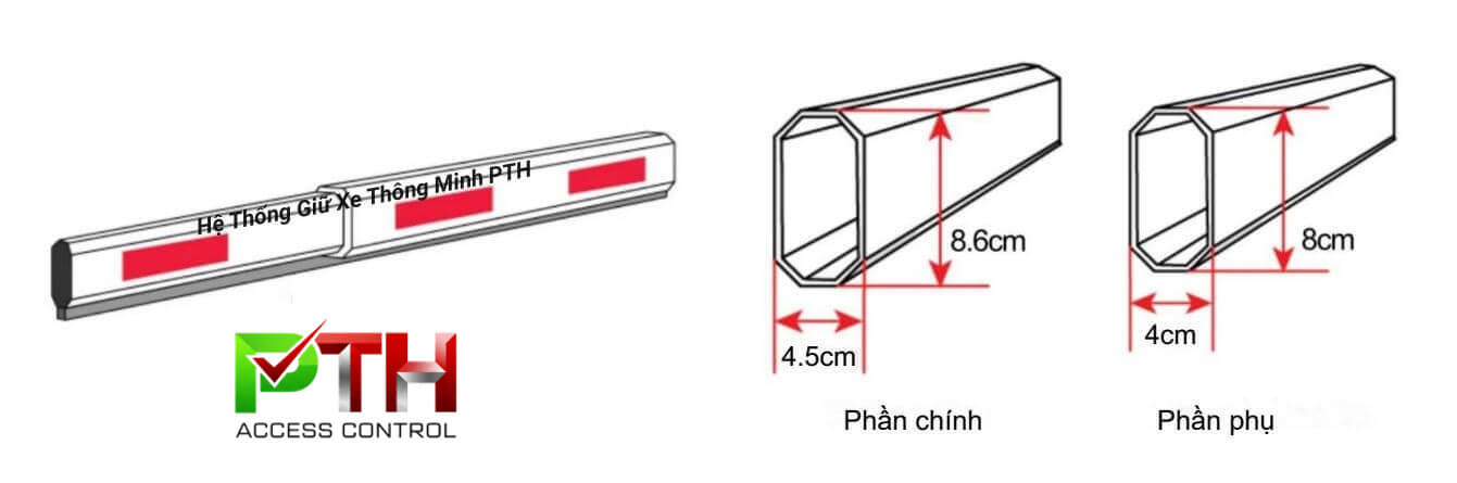 Kích Thước Tay Cần Barrier Tự Động MAG BR618T