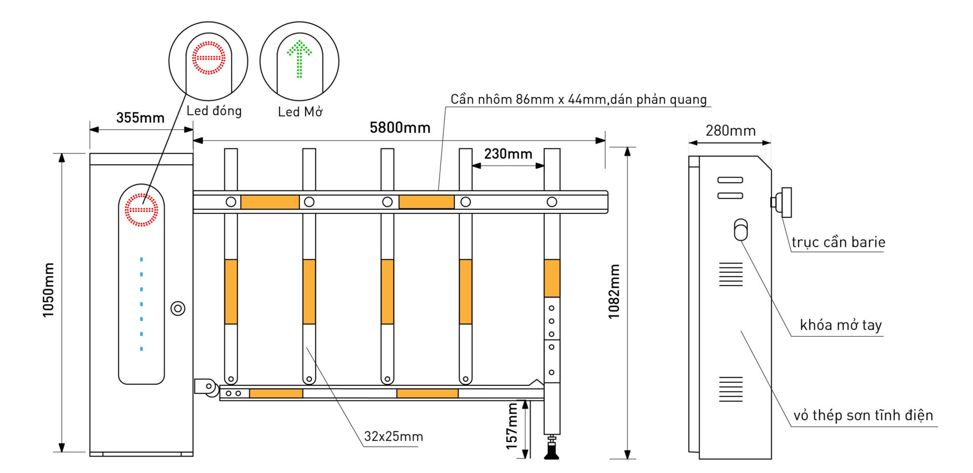Cấu tạo cơ bản của rào chắn barie