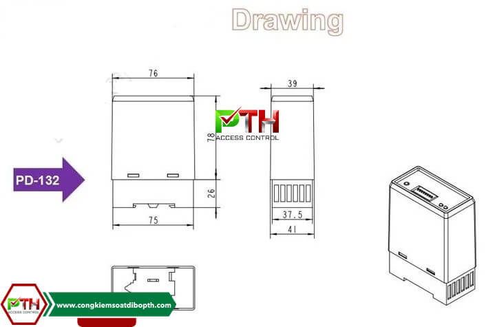 Kích thước 2D BỘ DÒ VÒNG TỪ (LOOP TỪ) PD-132