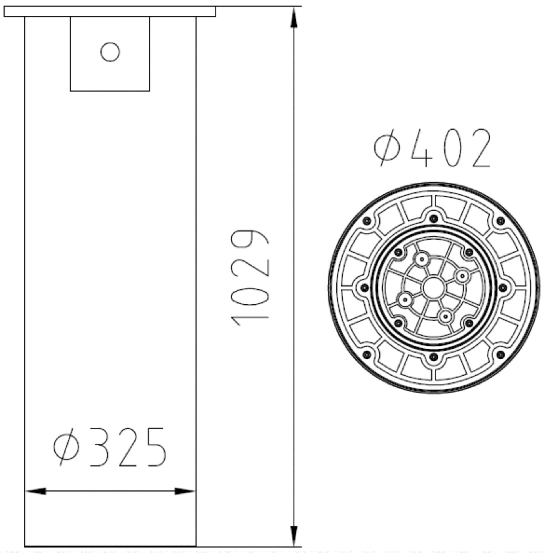 Kích Thước Trụ Bollard Chắn Xe Tự Động Bisen BS-SD602