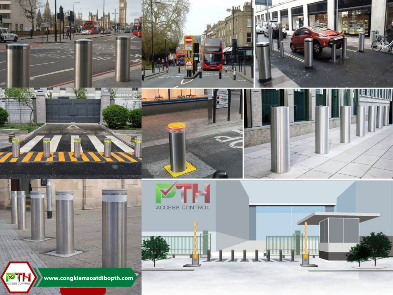 Ứng dụng cổng bollard chắn xe tự động