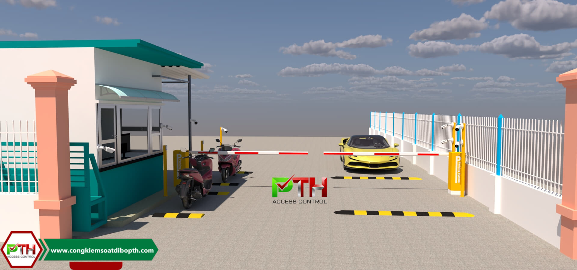 Bản vẽ lắp đặt barie mô phỏng 3d