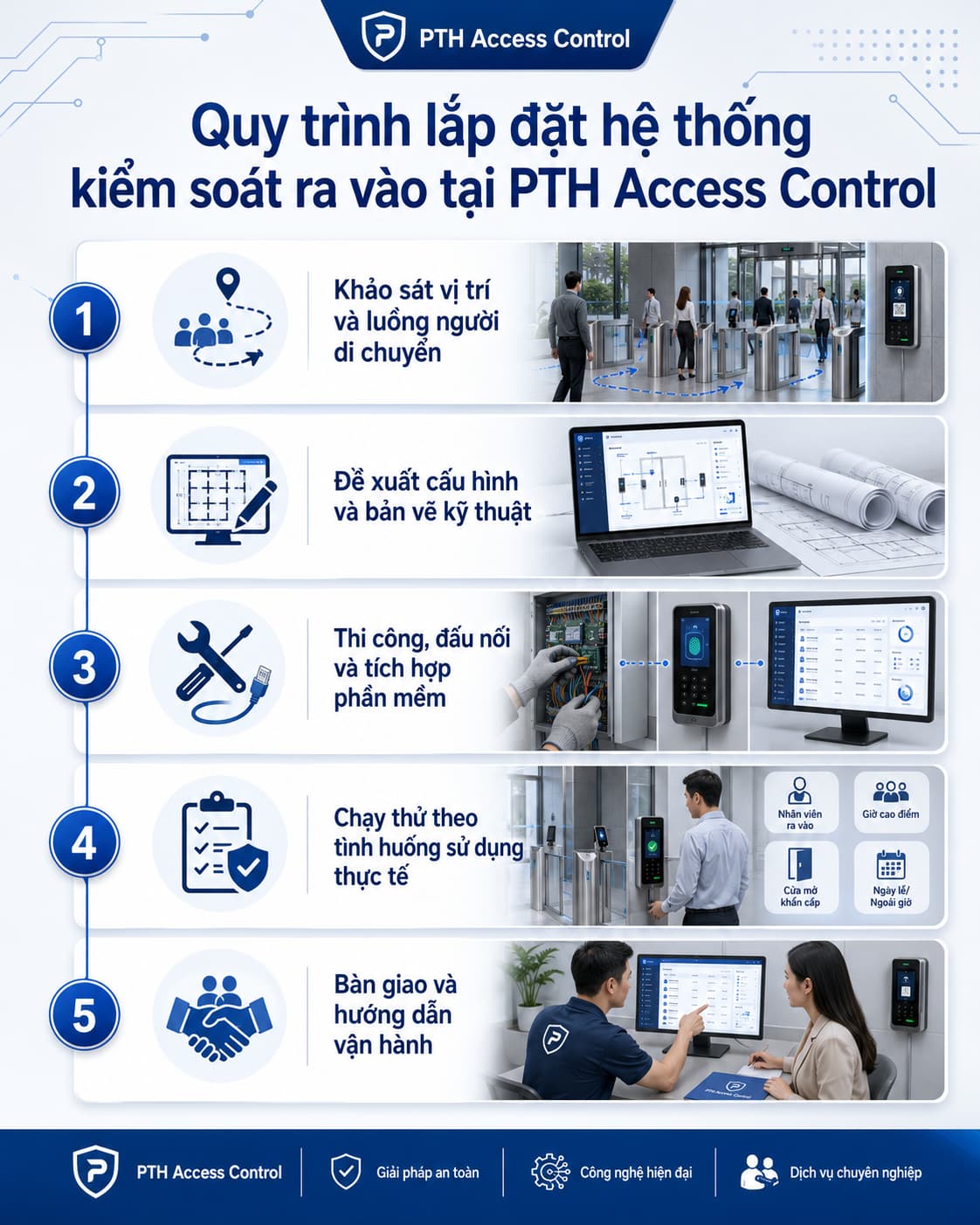 Quy trình lắp đặt hệ thống kiểm soát ra vào tại Bình Dương Quy trình lắp đặt hệ thống kiểm soát ra vào tại Bình Dương